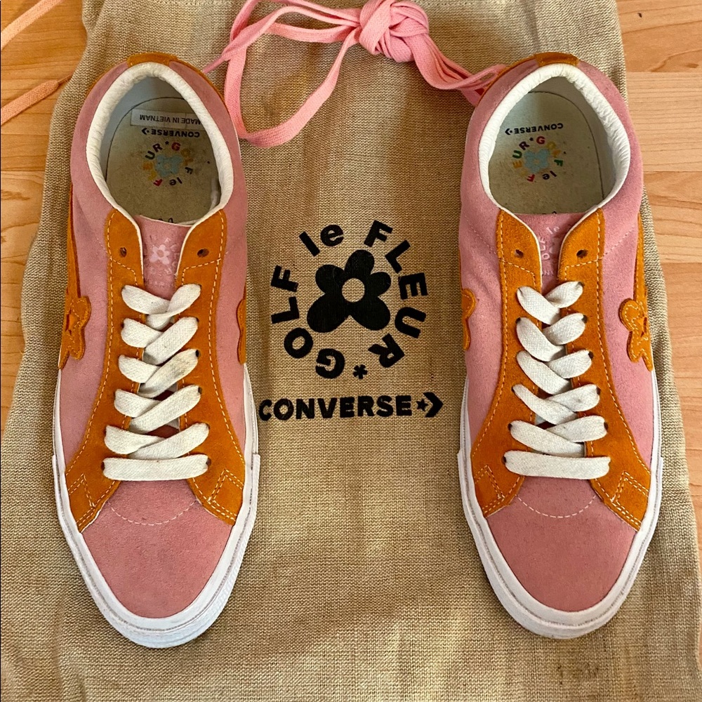 Golf le fluer pink and orange shoes.
